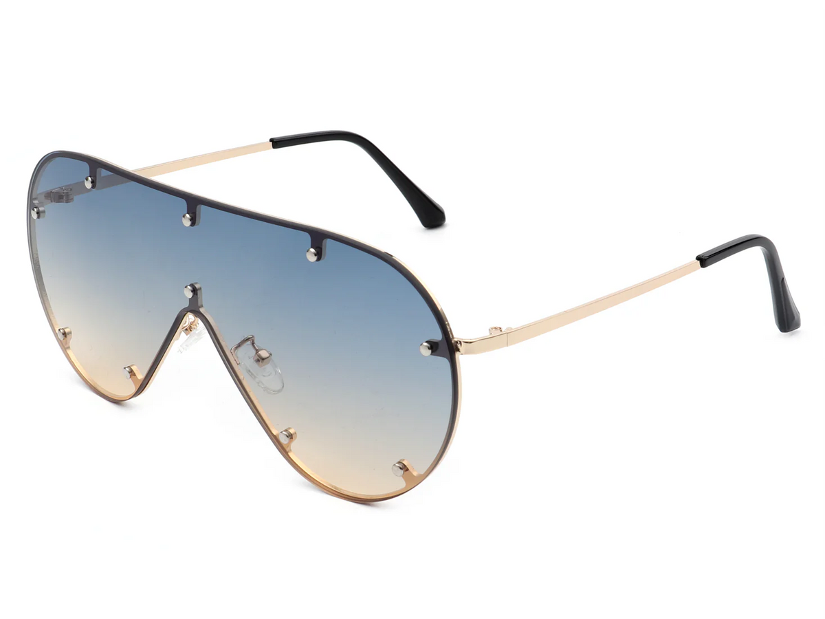 Oversized Rimless Shield Aviator Sunglasses
