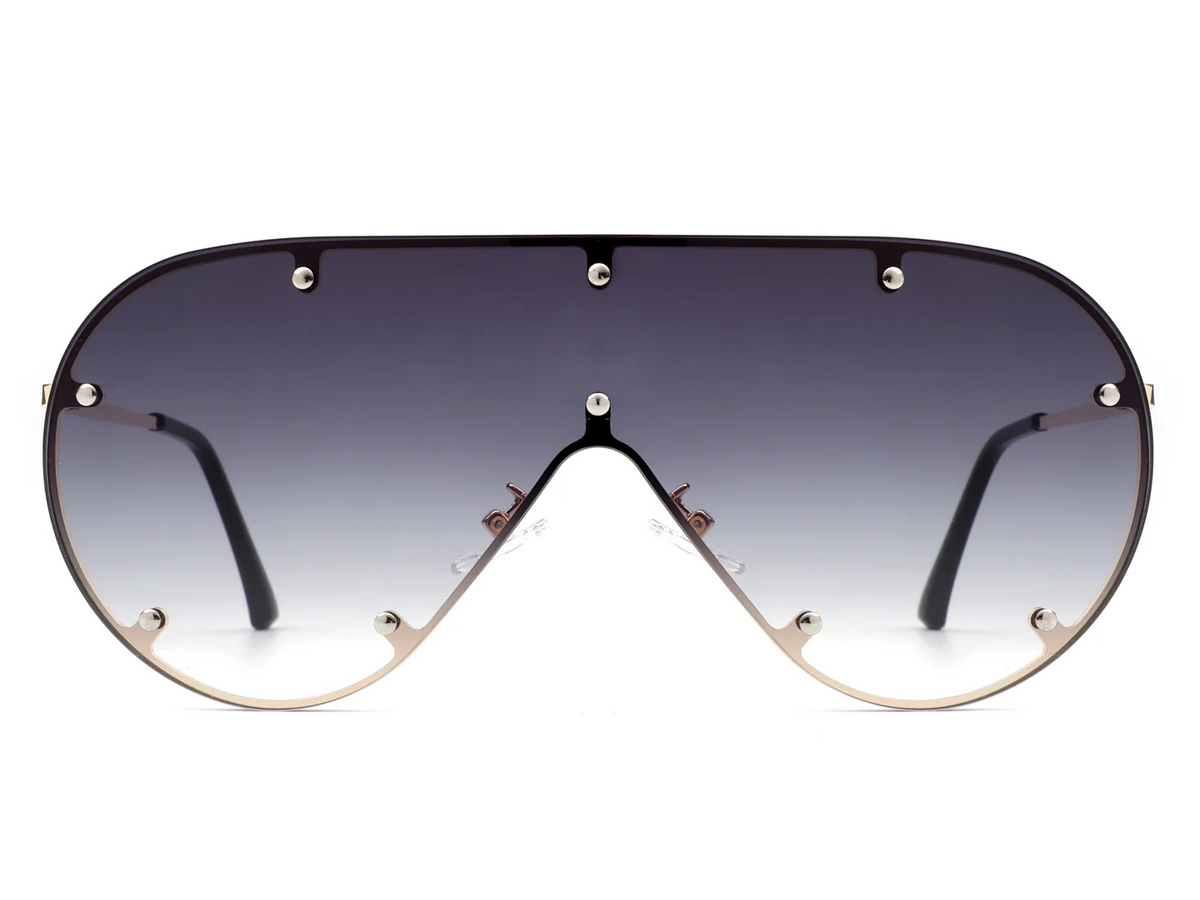 Oversized Rimless Shield Aviator Sunglasses