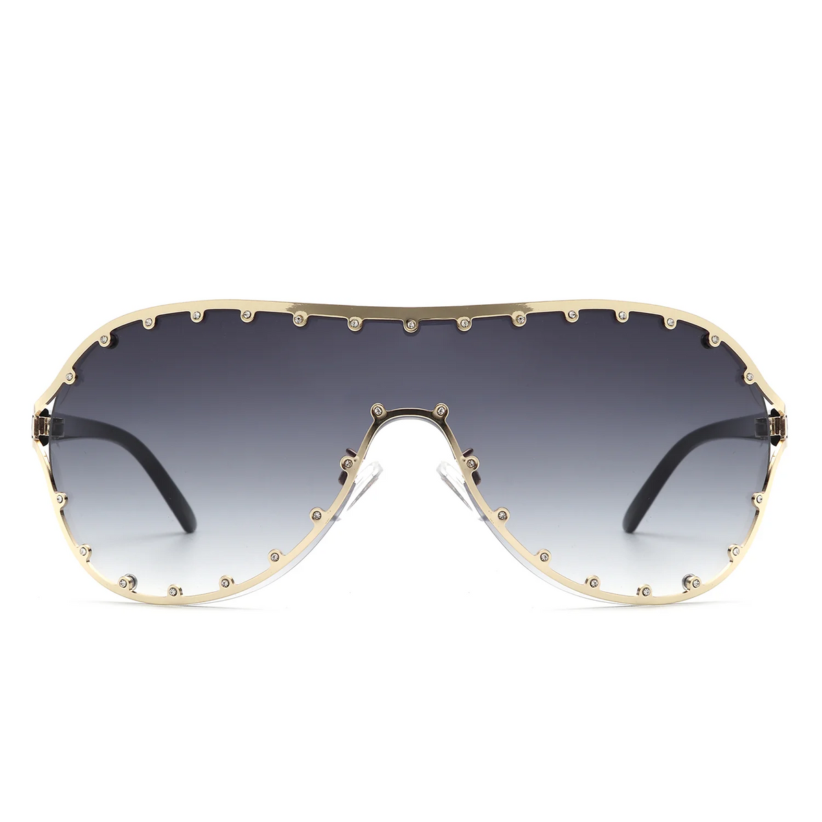 Luxe Studded Oversized Shield Sunglasses