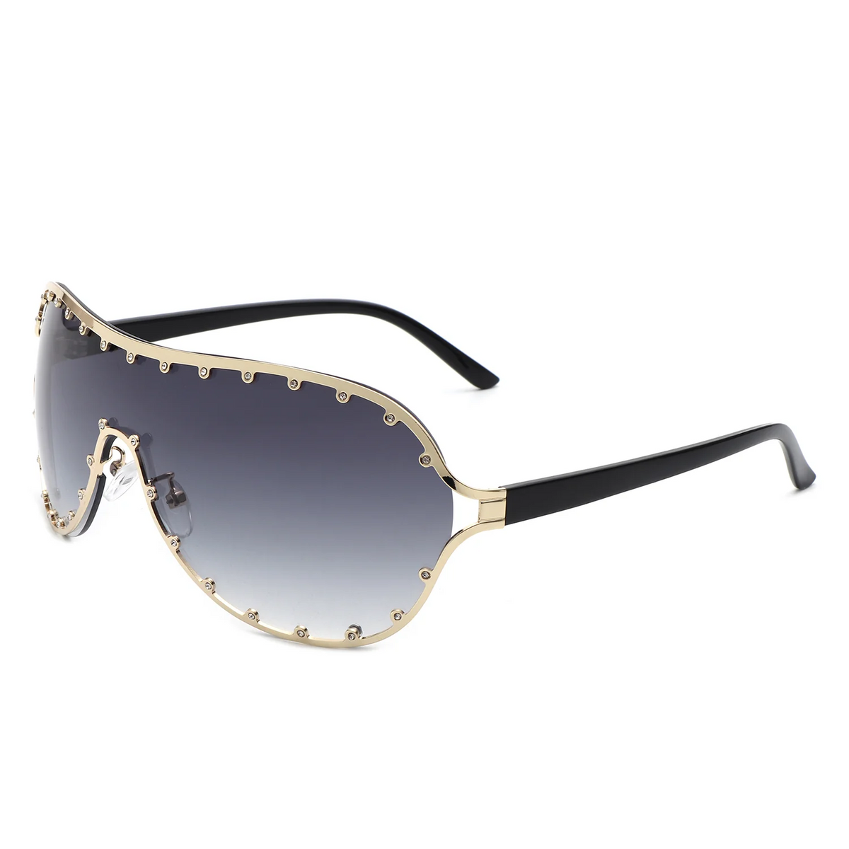 Luxe Studded Oversized Shield Sunglasses
