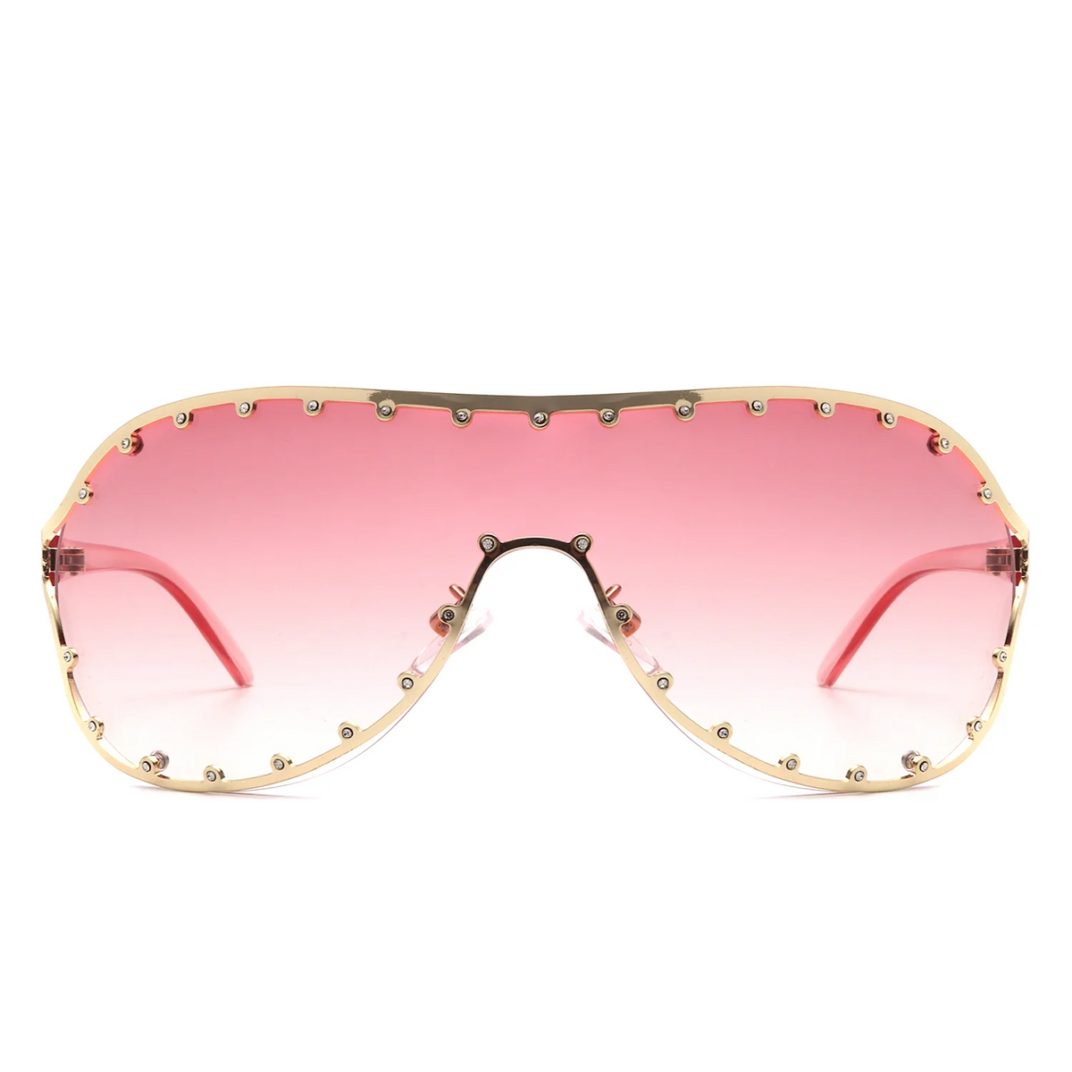 Luxe Studded Oversized Shield Sunglasses