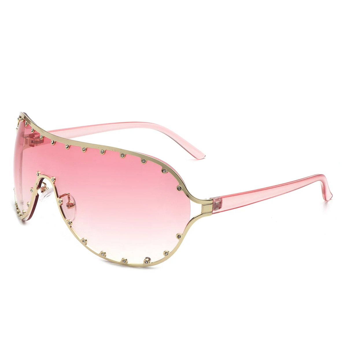 Luxe Studded Oversized Shield Sunglasses